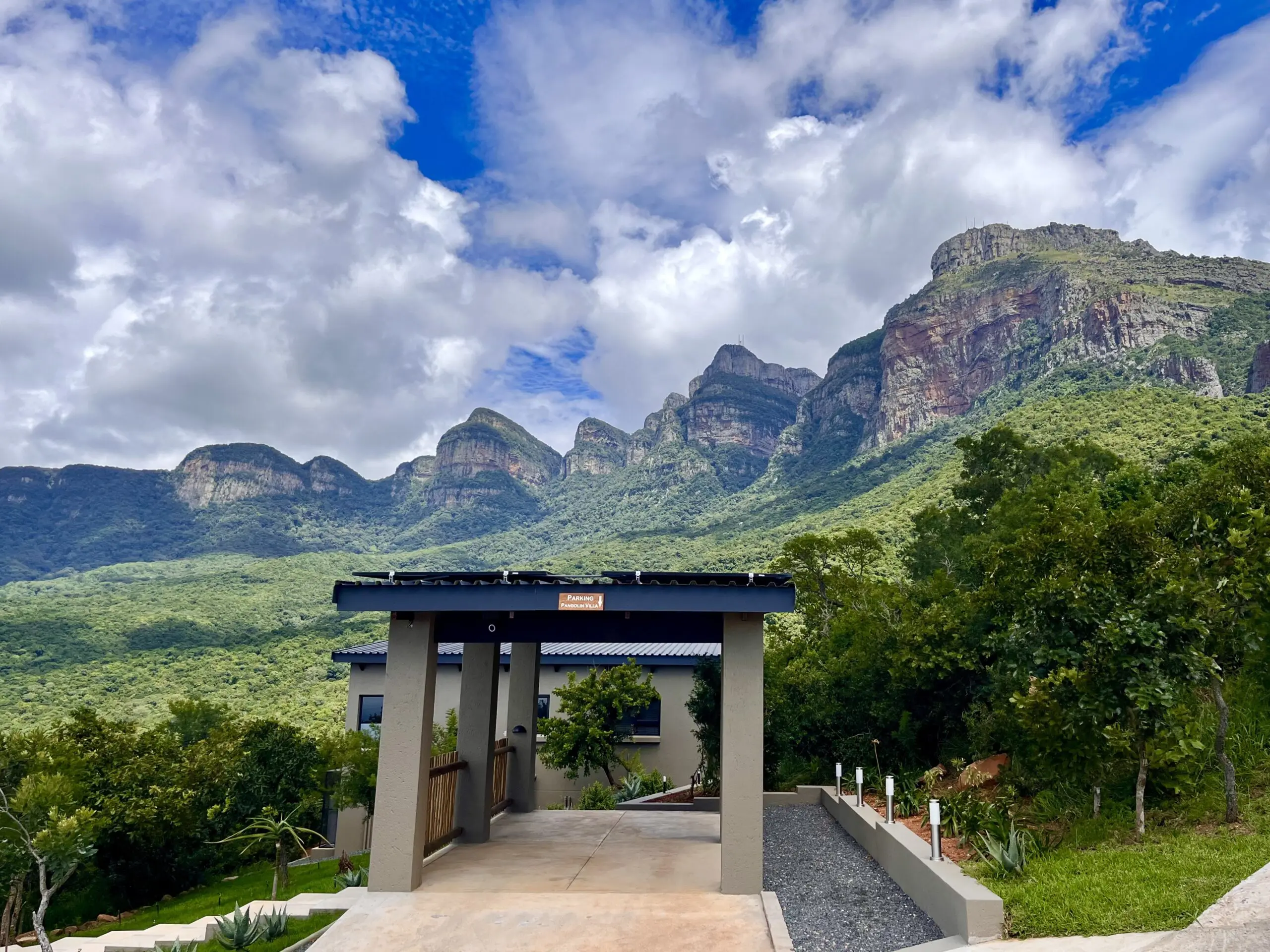 View of the parking of Pangolin Villa at Marepe Mountain View